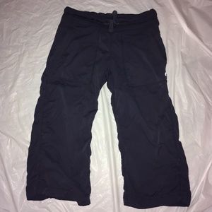 Distressed Lululemon Blue Striped Pants